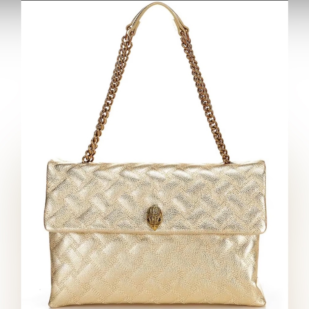 Gold Kensington Drench Quilted XXL Leather Shoulder Bag